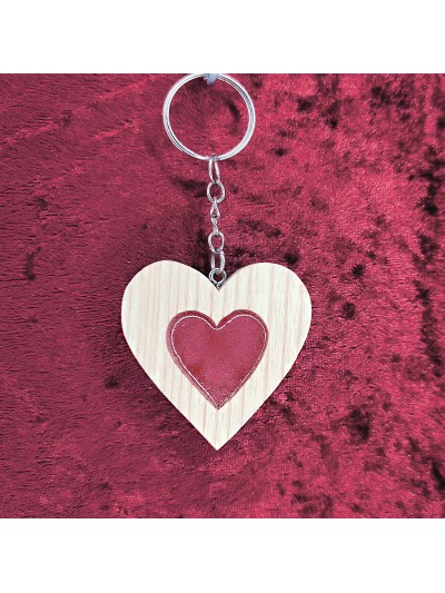Porte clés bois d'un cœur...