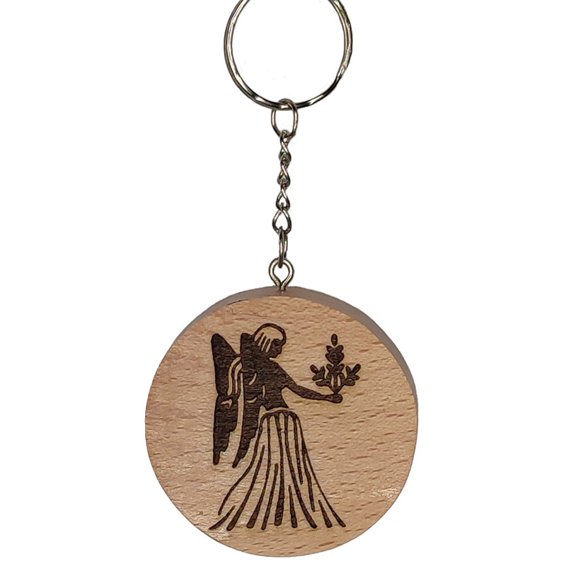 Porte clés signe astrologique Vierge en Hêtre