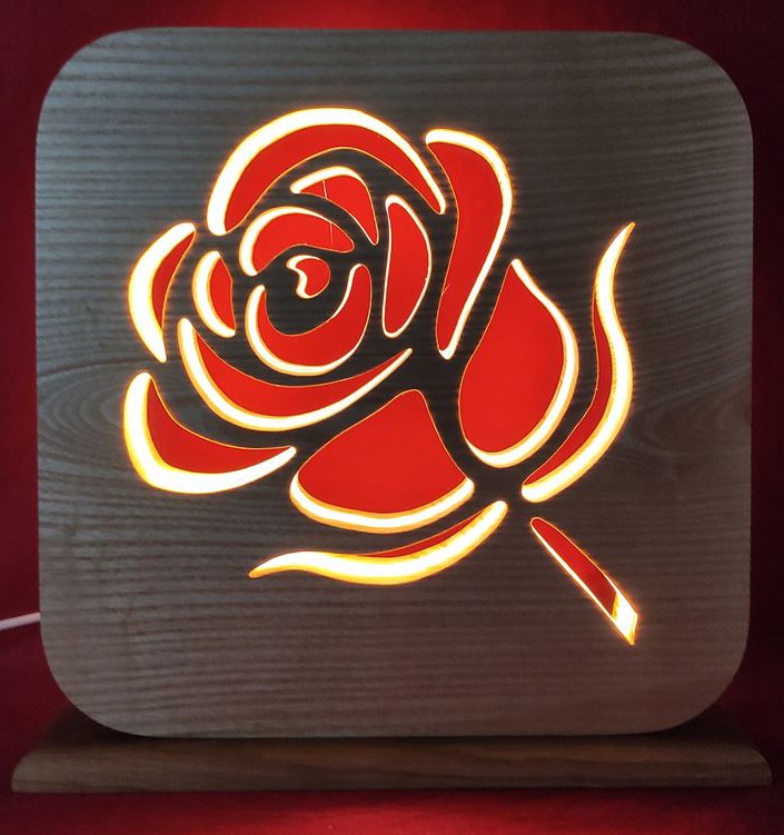 Lampe De Chevet Ou D'ambiance avec une rose À LED en bois