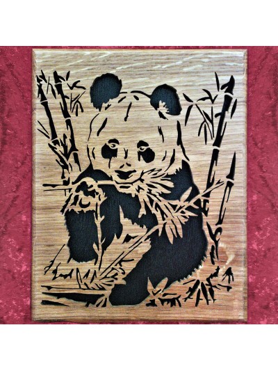 tableau bois d'un Panda qui...