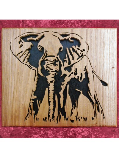 Tableau bois d'un éléphant...