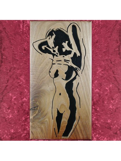 Tableau bois d'une femme nue