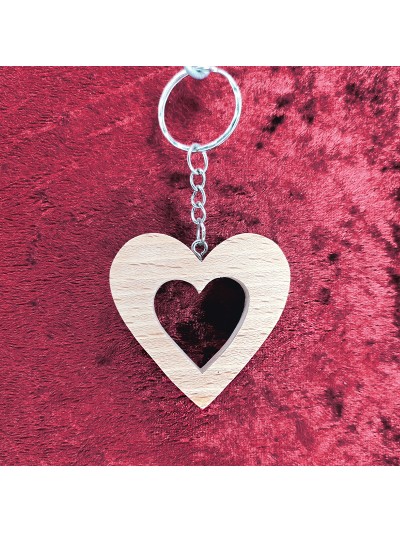 Porte clés bois d'un cœur