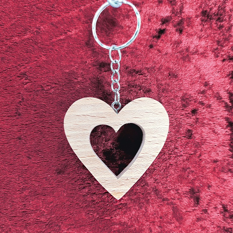 Porte clés bois d'un cœur